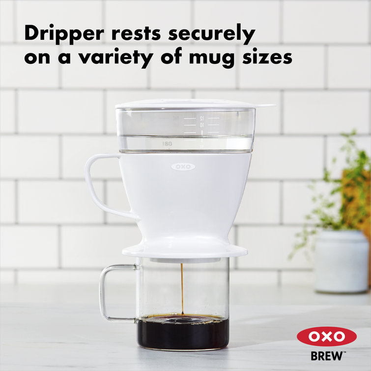 White 12 oz Single Serve Pour-Over Coffee Maker