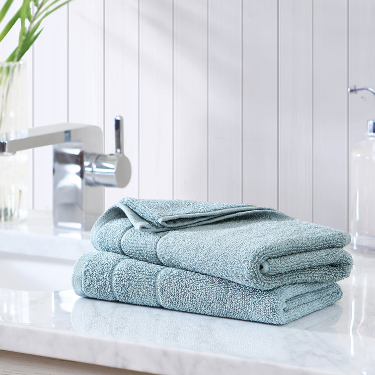 Turquoise Cotton Hand Towel Set with Plain Weave, 2 Pieces