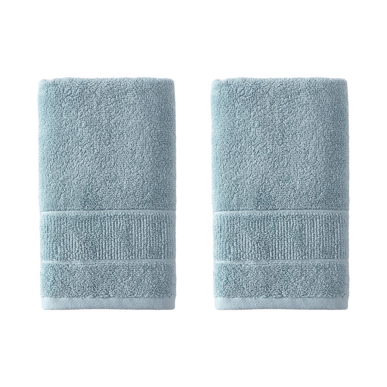 Turquoise Cotton Hand Towel Set with Plain Weave, 2 Pieces