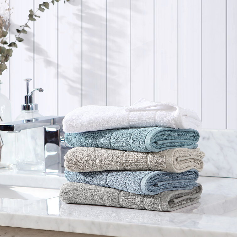 Turquoise Cotton Hand Towel Set with Plain Weave, 2 Pieces