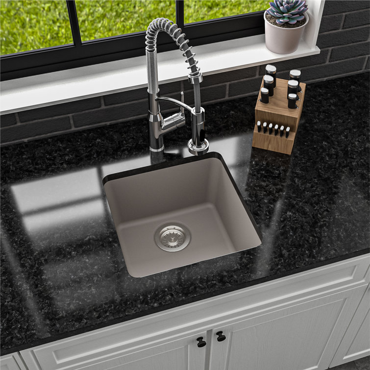 Karran 17'' Matte Concrete Quartz Undermount Bar Sink