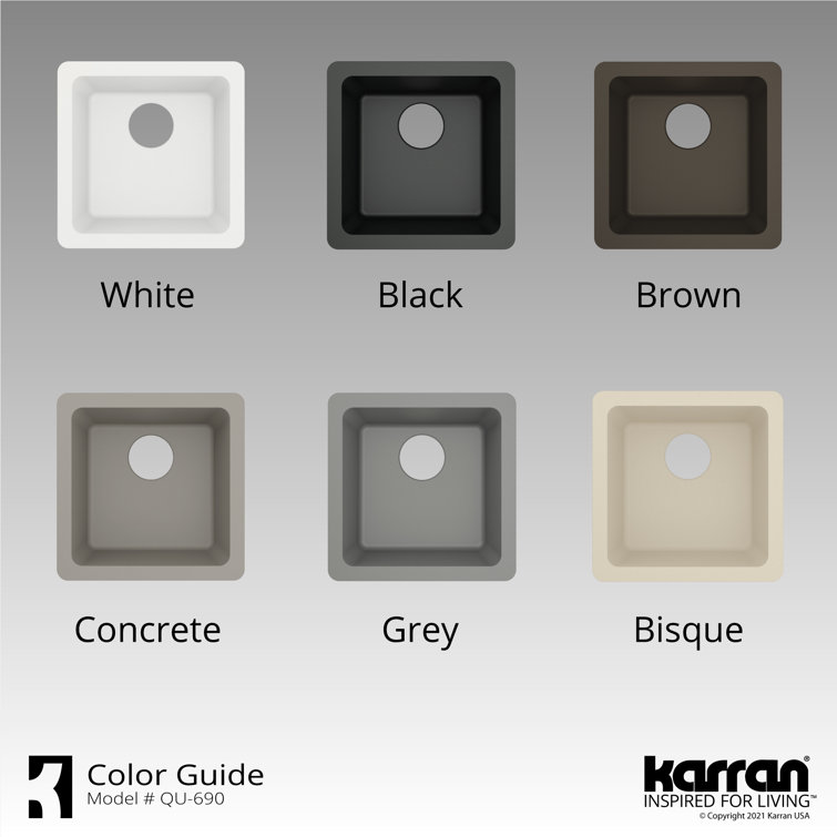 Karran 17'' Matte Concrete Quartz Undermount Bar Sink