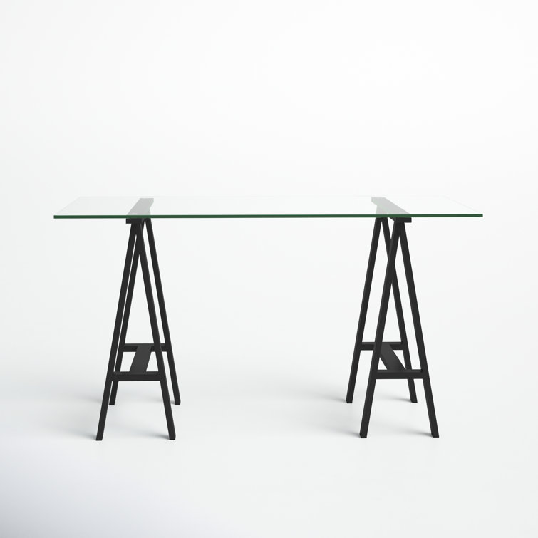 Aero Modern Black Tempered Glass 55" Writing Desk