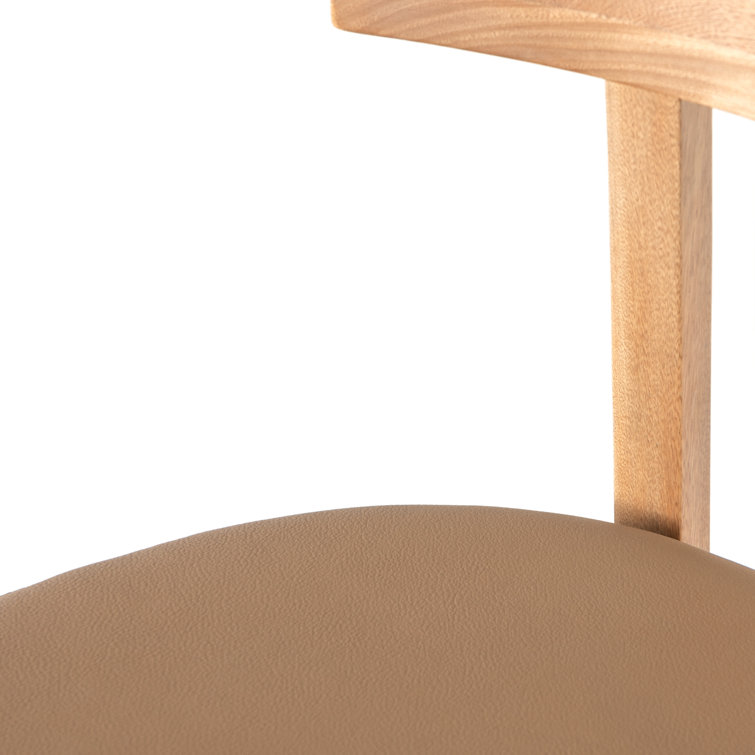 Natural Rosa Morada Faux Leather Bar Stool with Solid Wood Frame