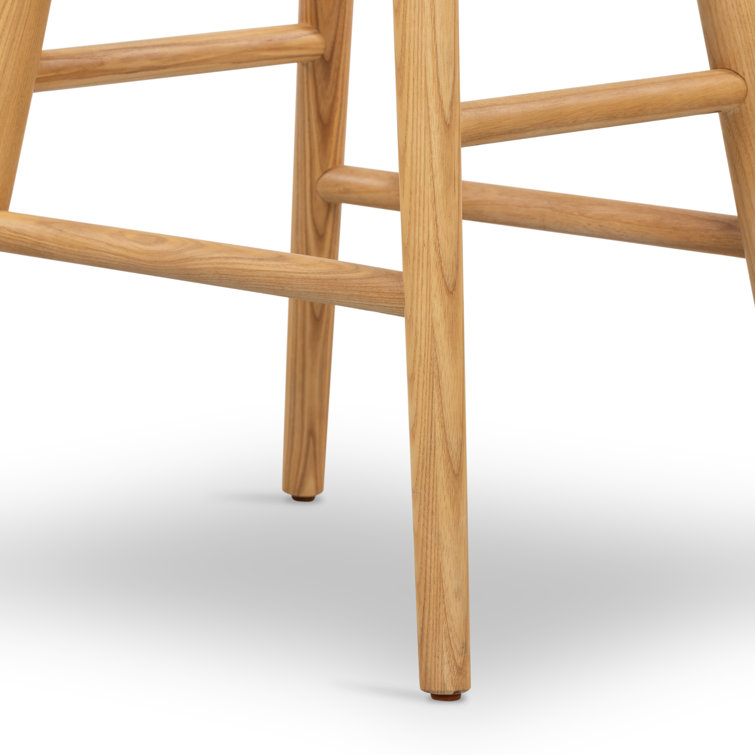 Sierra Butterscotch Leather Saddle-Style Adjustable Counter Stool in Smoked Natural