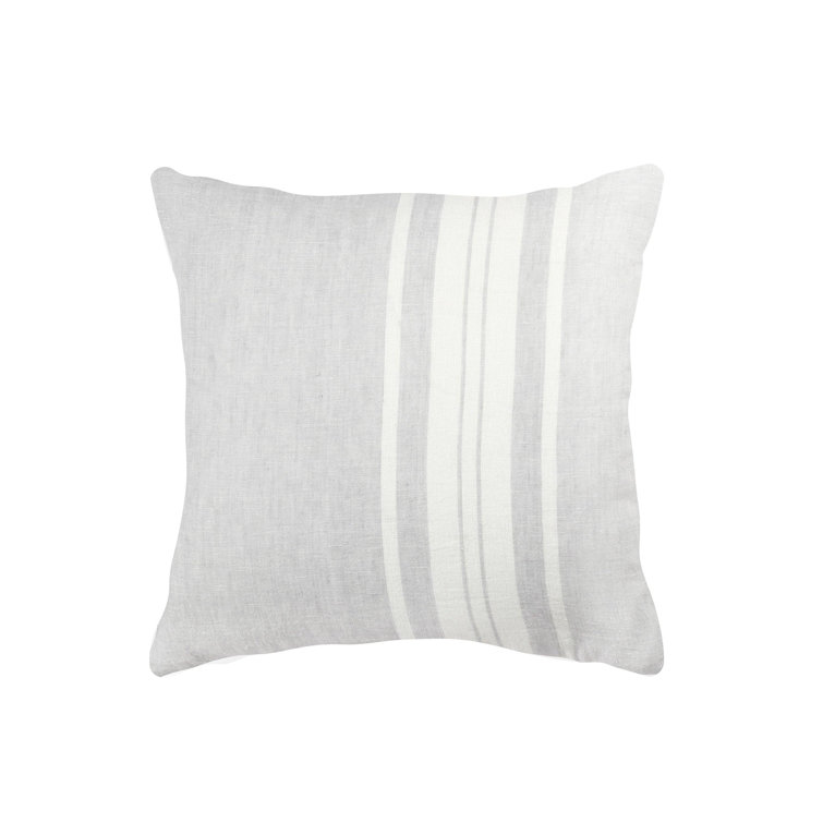Light Grey and White Striped Linen Throw Pillow