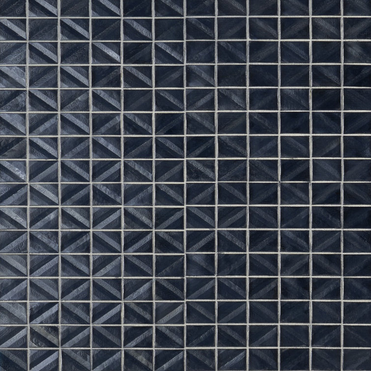 Osiris Polished Blue Diamond Glass Mosaic Wall Tile