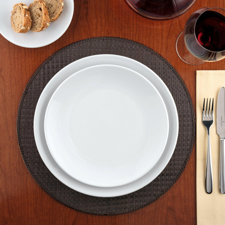 10'' White Porcelain Microwave-Safe Dinner Plates, Set of 6