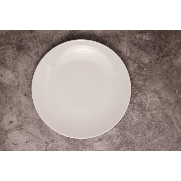 10'' White Porcelain Microwave-Safe Dinner Plates, Set of 6
