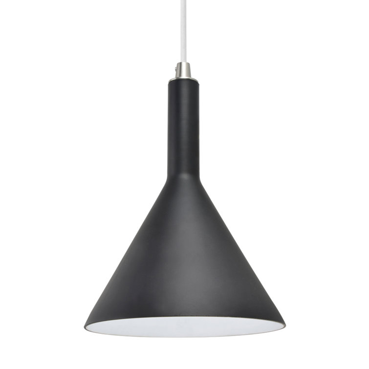 Matte Black Funnel-Shaped Single Pendant Light