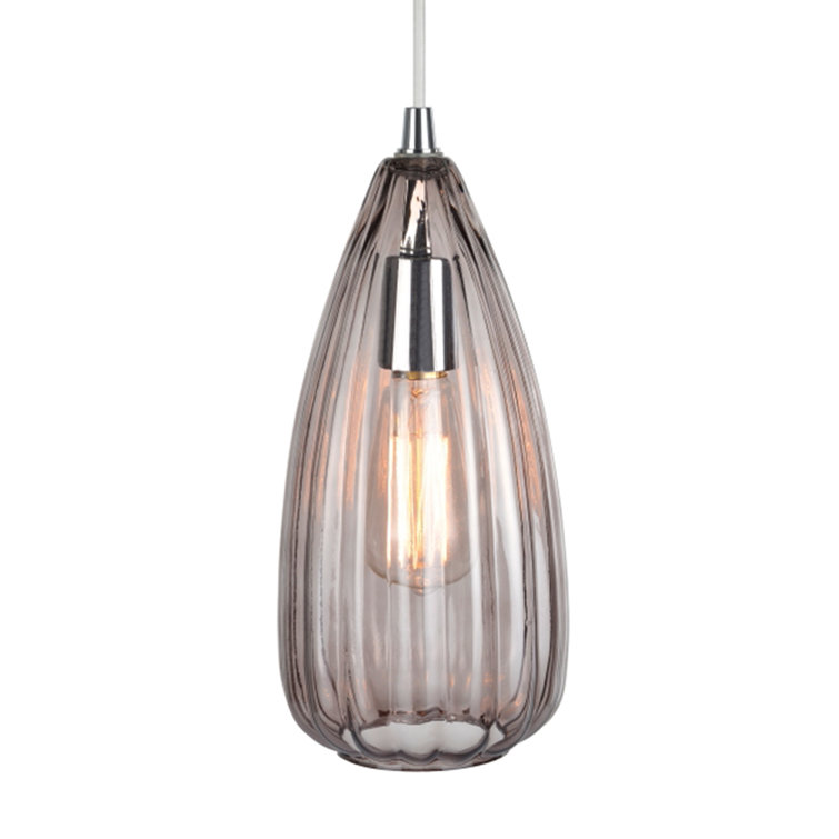 Smoke Glass and Chrome Mini Pendant Light for Indoor Use