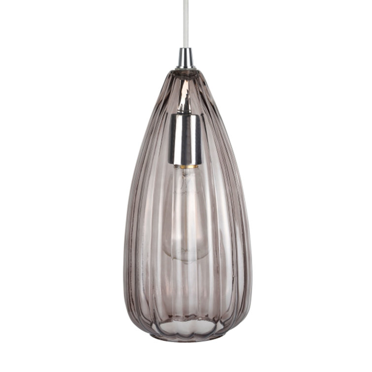 Smoke Glass and Chrome Mini Pendant Light for Indoor Use