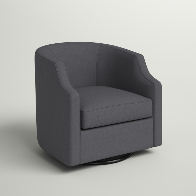 Infinity Ashen Gray Polyester Swivel Barrel Accent Chair