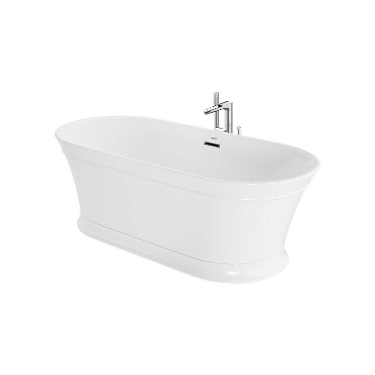 Serafina 67" White Acrylic Freestanding Soaking Bathtub with Chrome Faucet