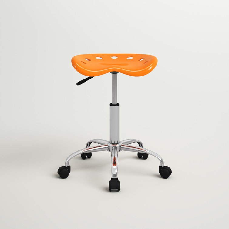 Orange Adjustable Swivel Backless Metal Task Stool