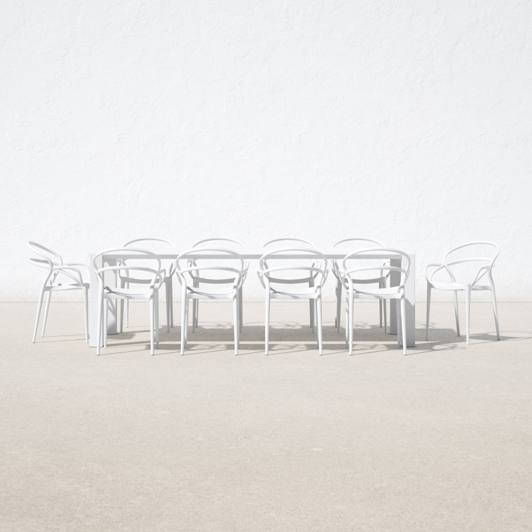 Mila White Extendable 10-Person Outdoor Dining Set