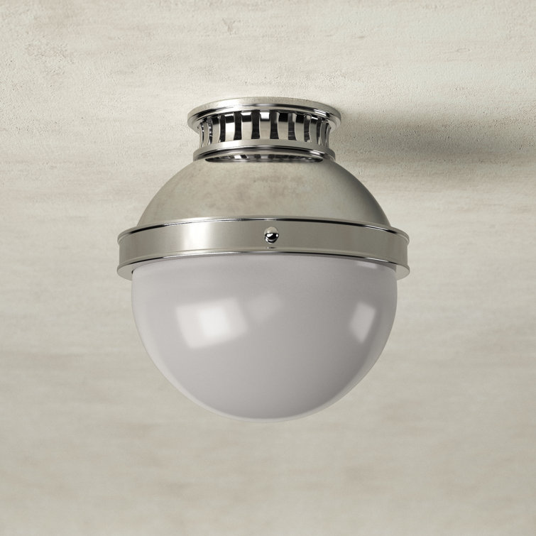 Polished Nickel Glass Globe Semi Flush Mount Light