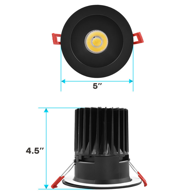 Luxrite 5-Color Selectable LED Recessed Lighting Kit, Black, Energy-Efficient