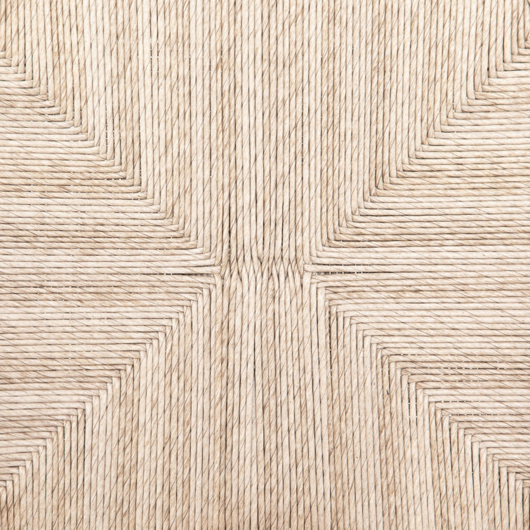 Natural Teak Wishbone-Style Counter Stool with Woven Seat