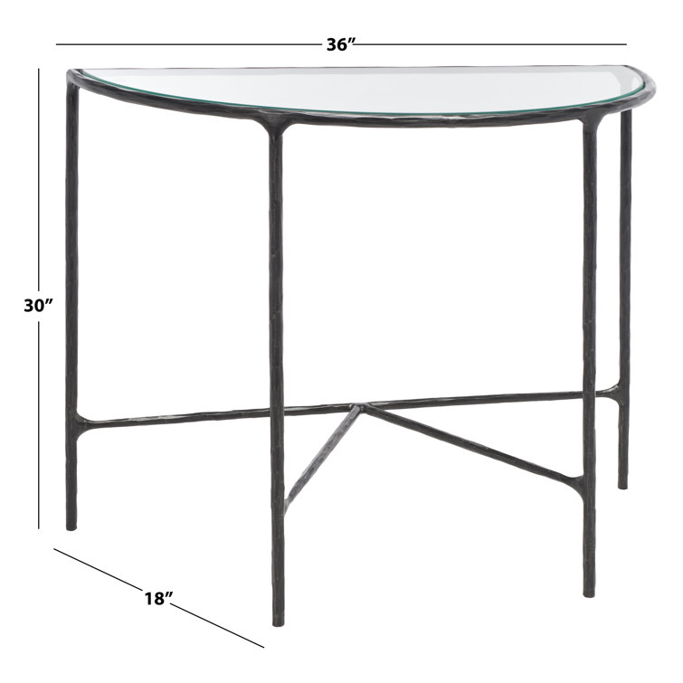 Aristocratic 36'' Black Metal & Glass Demilune Console Table