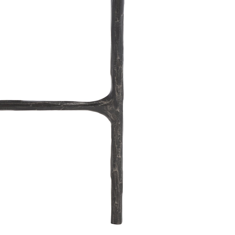 Aristocratic 36'' Black Metal & Glass Demilune Console Table