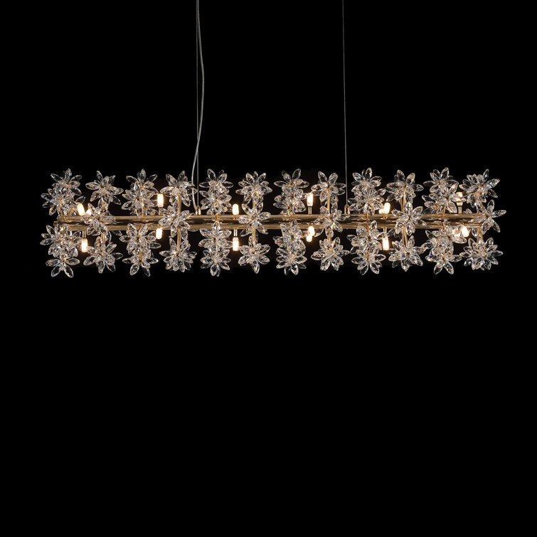 Gold and Crystal 18-Light Floral Drum Chandelier