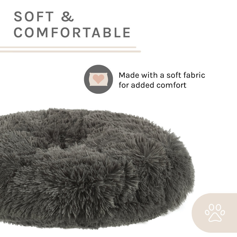 Small Dark Brown Bent Wood Faux Fur Dog Bed