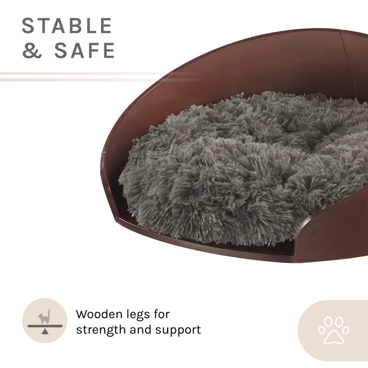 Small Dark Brown Bent Wood Faux Fur Dog Bed