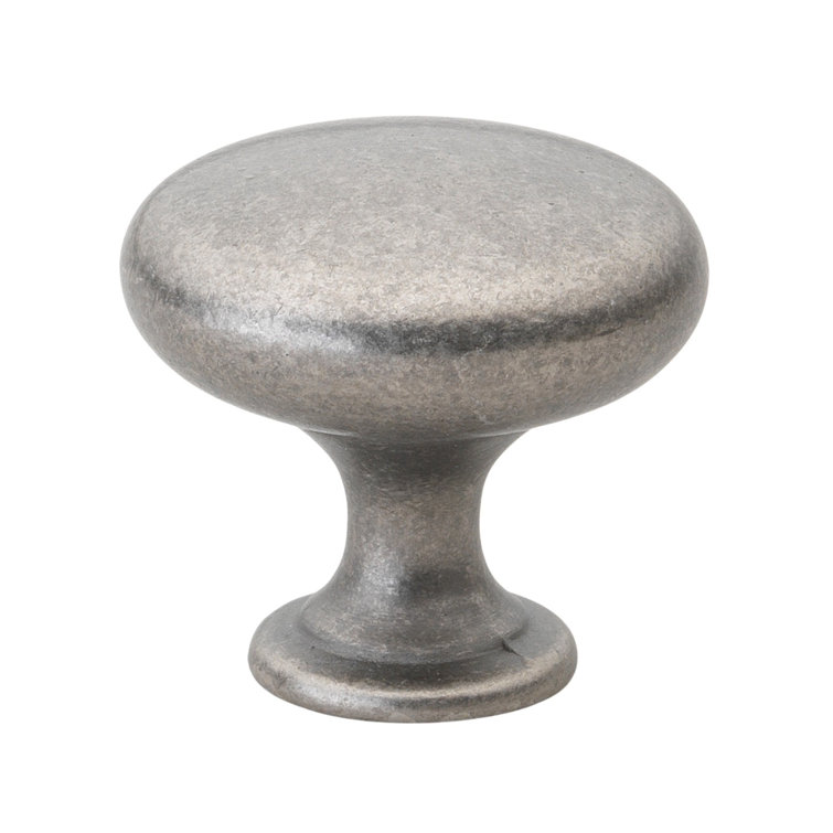 Weathered Nickel Round Cabinet Knob with Mounting Hardware