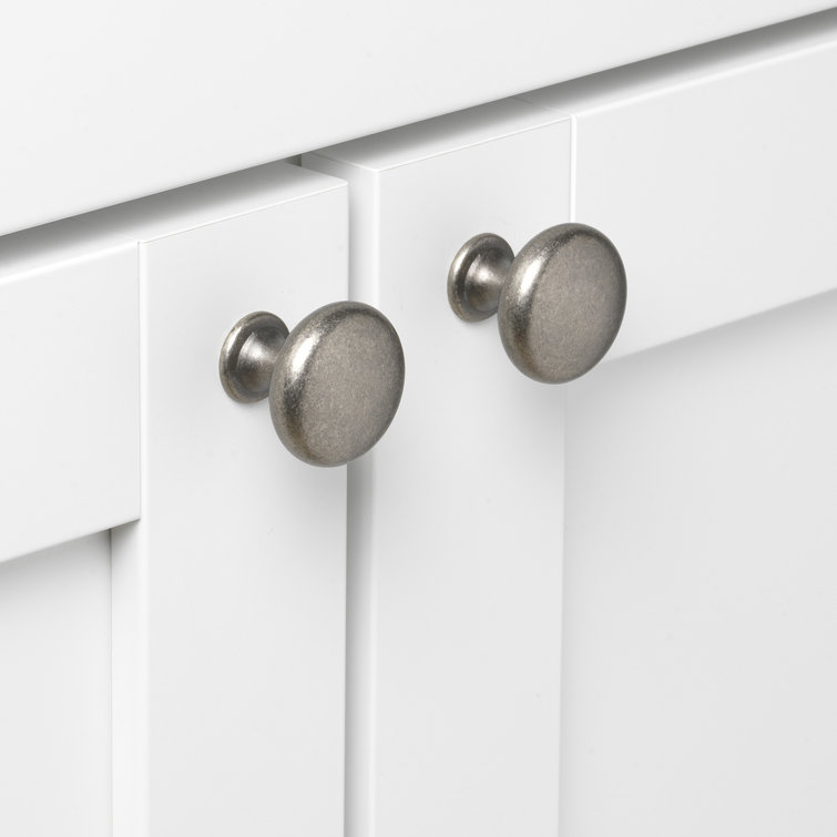 Weathered Nickel Round Cabinet Knob with Mounting Hardware