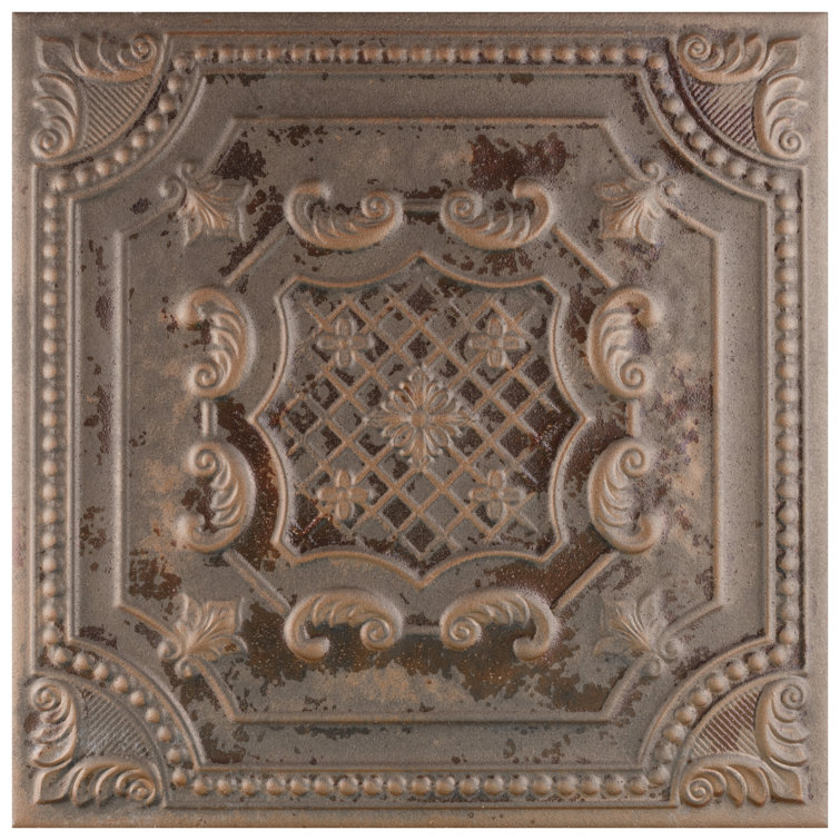 Fitz Copper 8" x 8" Embossed Ceramic Wall Tile