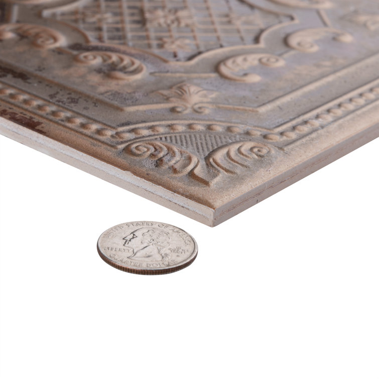 Fitz Copper 8" x 8" Embossed Ceramic Wall Tile
