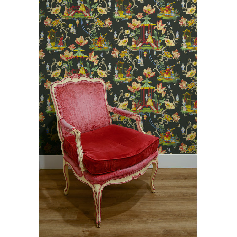 Harrison Howard Black Chinoiserie Peel and Stick Wallpaper