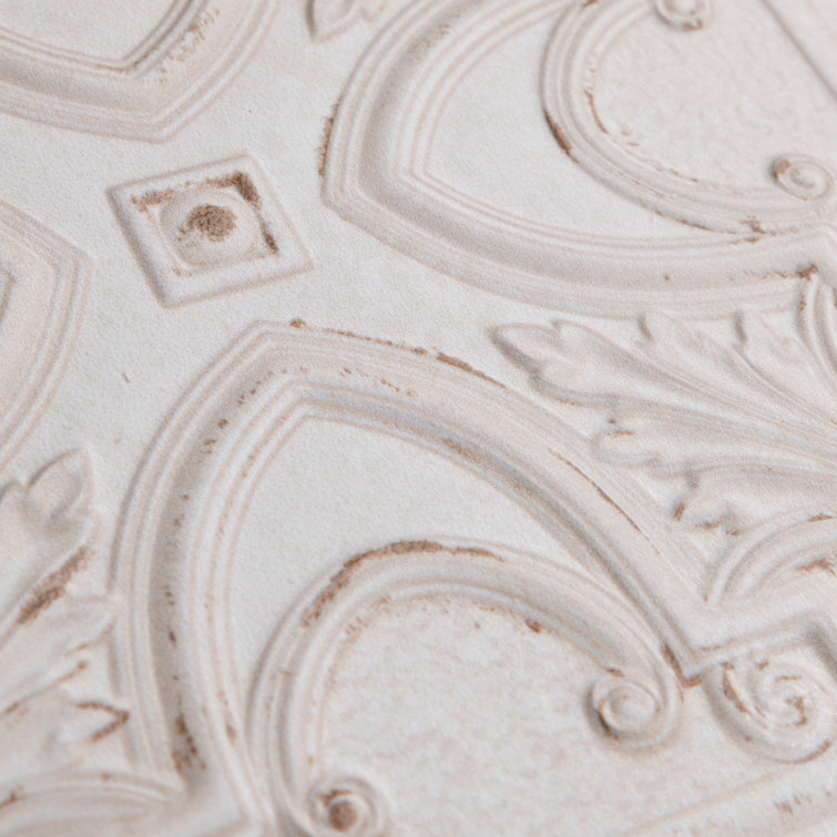 Fitz 8" x 8" White and Brown Ceramic Wall Tile