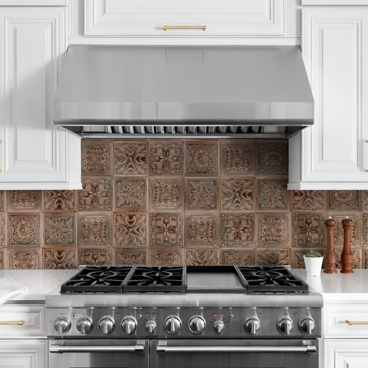 Fitz Copper 8" x 8" Embossed Ceramic Wall Tile