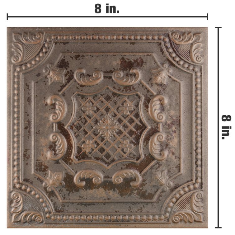 Fitz Copper 8" x 8" Embossed Ceramic Wall Tile