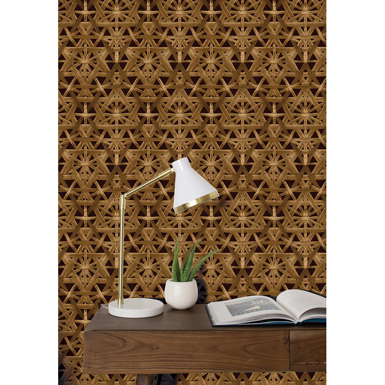 Pecan Rattan Lattice Peel and Stick Wallpaper