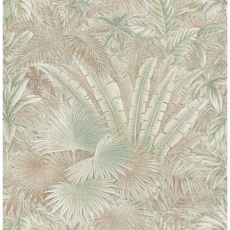 Spa Green and Cream Vinyl Peel & Stick Wallpaper Roll