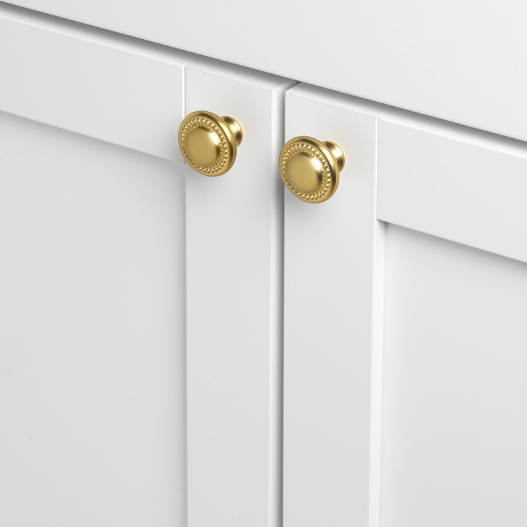 1.25'' Round Brass Beaded Mushroom Cabinet Knob