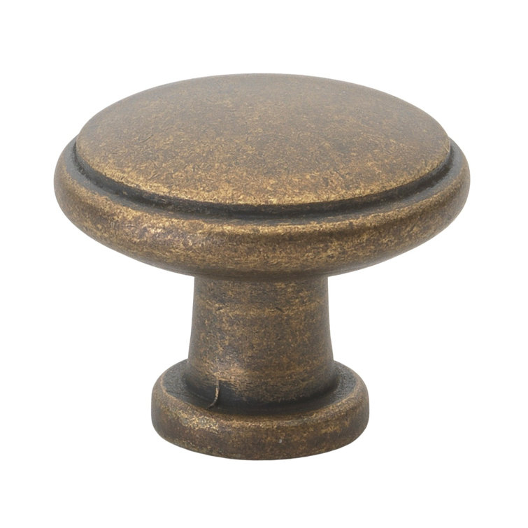 Antique Brass Round Cabinet Knobs with Mounting Hardware