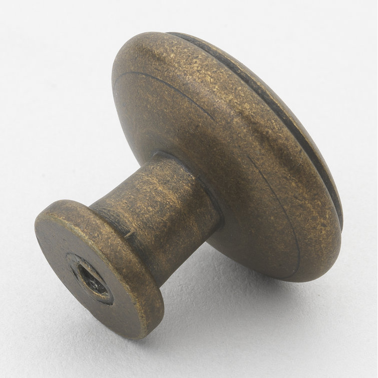 Antique Brass Round Cabinet Knobs with Mounting Hardware