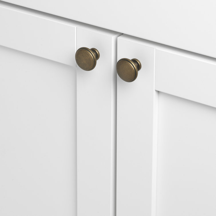 Antique Brass Round Cabinet Knobs with Mounting Hardware