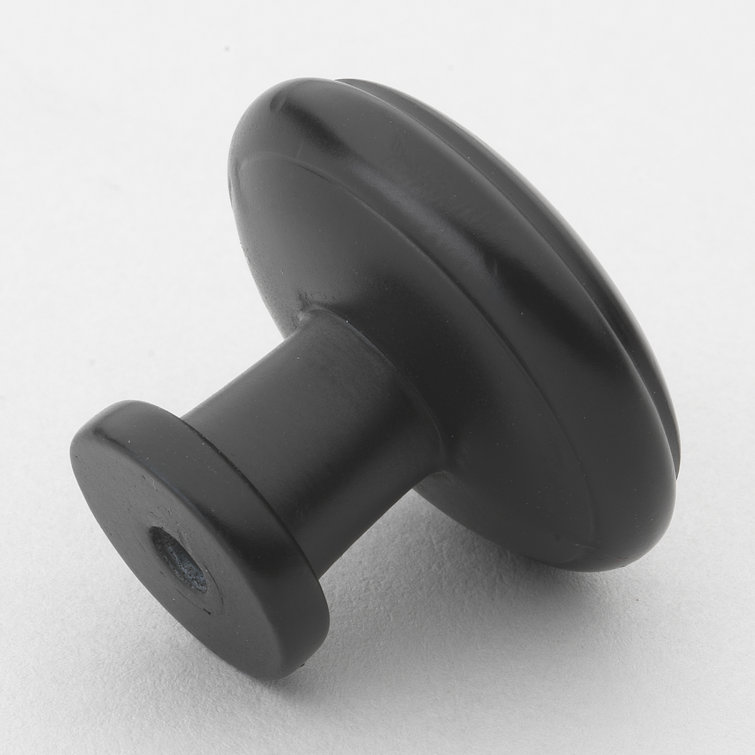 Matte Black Round Mushroom Cabinet Knob with Mounting Hardware