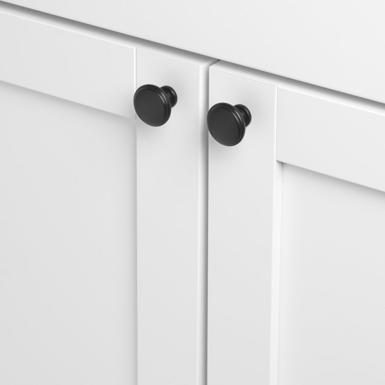 Matte Black Round Mushroom Cabinet Knob with Mounting Hardware