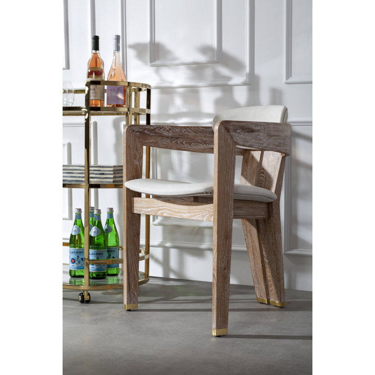 Heathered Cream Linen and Whitewashed Wood Side Chair