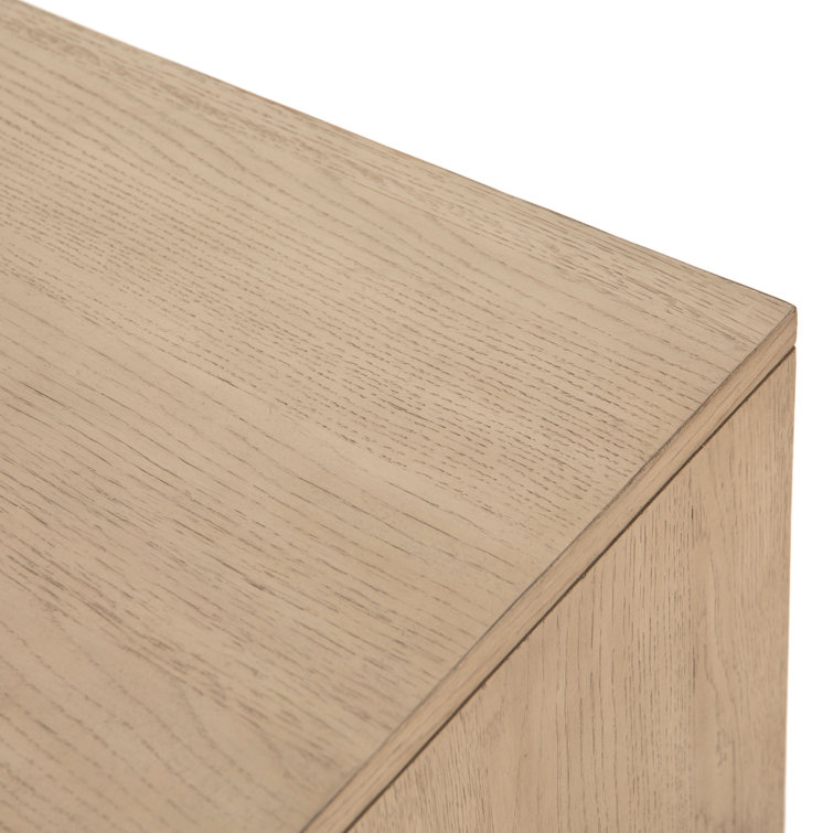 Weston Mid-Century Light Oak Nightstand with Leather Accents