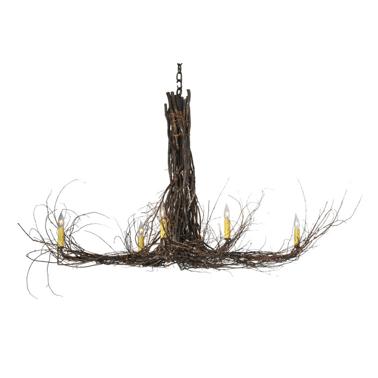 Rustic Twigs 6-Light Natural Wood Chandelier