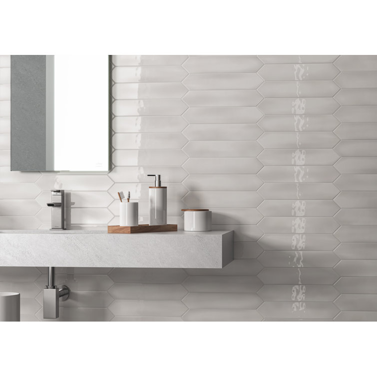 Italy White Glossy Ceramic 2.5" x 13" Picket Wall Tile