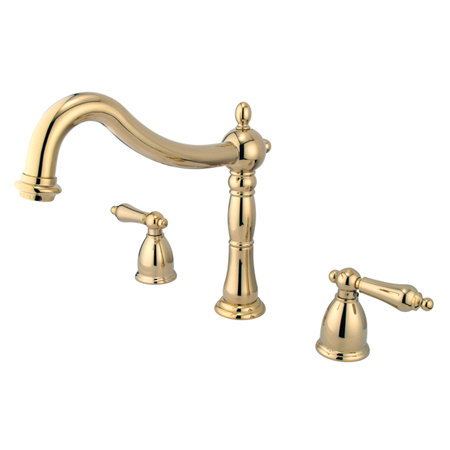Polished Brass Double Handle Roman Tub Faucet