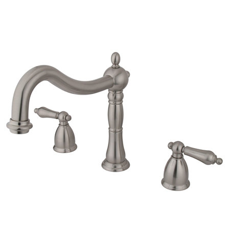 Satin Nickel Double Handle Deck Mounted Roman Tub Faucet